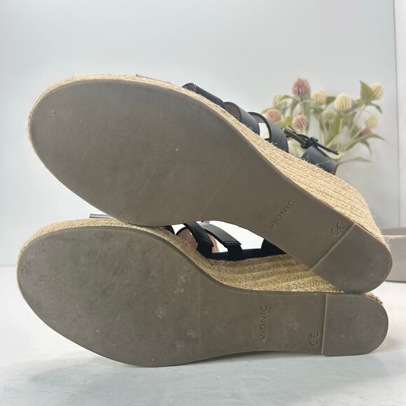 Vionic Jaylah Leather Wedge Platform Sandals Black Women's 10M Tried on - Picture 8 of 10
